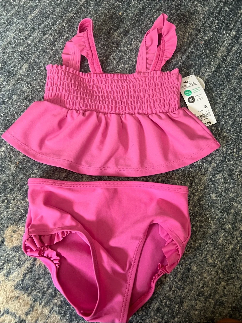 Carter's Bright Pink Ruffled Two-Piece Swim Set